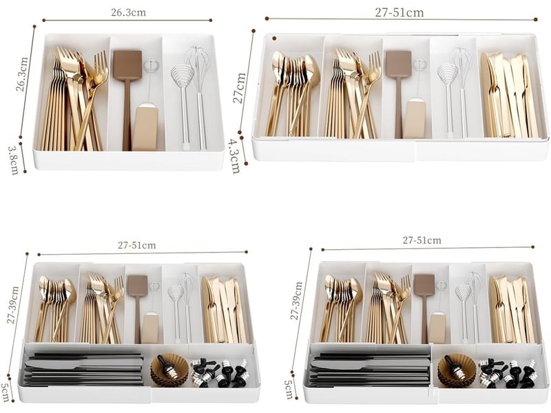  Lot de 2 porte-couverts pour tiroirs de cuisine, en plastique, pour cuillères, fourchettes, couteaux ISG005642 - Conforama B