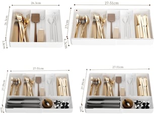 Lot de 2 porte-couverts pour tiroirs de cuisine, en plastique, pour cuillères, fourchettes, couteaux