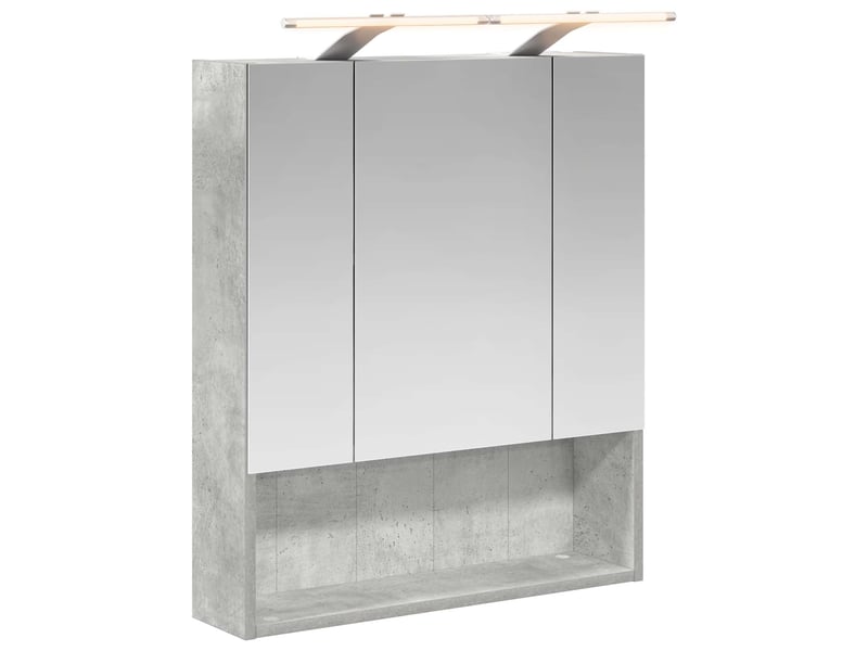  Armoire miroir de salle de bain, cabinet de salle de bain gris béton 60 x 14.5 x 70 cm cf65162  - Conforama A