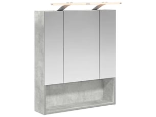 Armoire miroir de salle de bain, cabinet de salle de bain gris béton 60 x 14.5 x 70 cm cf65162