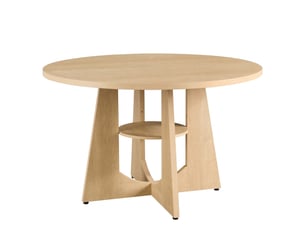 Table à manger ronde avec pied central et étagère, 120 x 120 x 75 cm, beige chêne