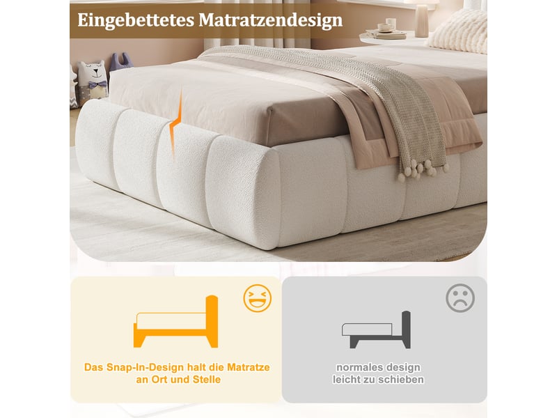  Lit coffre enfant simple 90×200 cm avec rangement hydraulique - okmyhome- tête rembourrée, sans matelas  - Conforama E