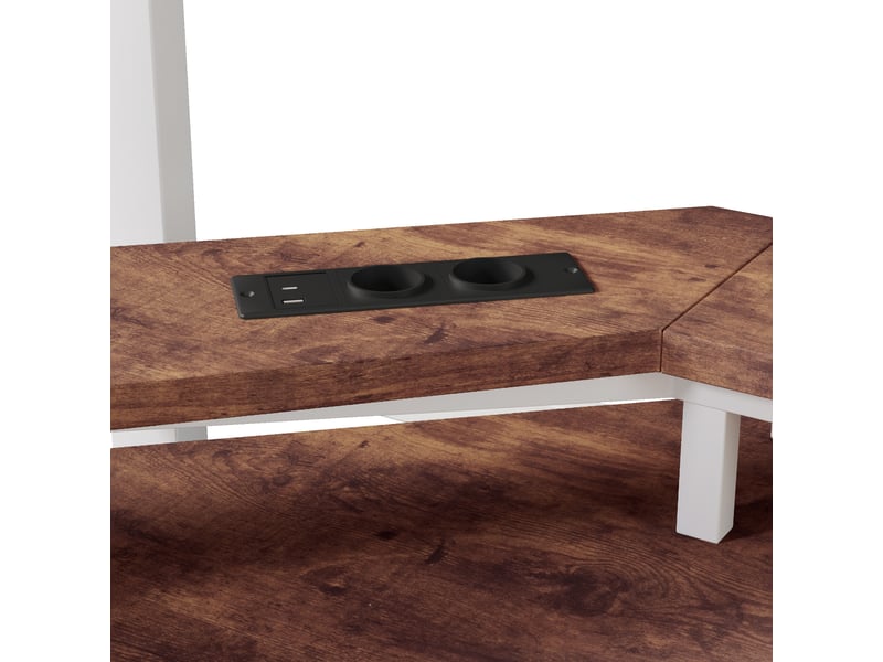 Lit mezzanine 140 x 200 cm avec bureau intégré, cadre en métal et mdf, led multicolore - Conforama R