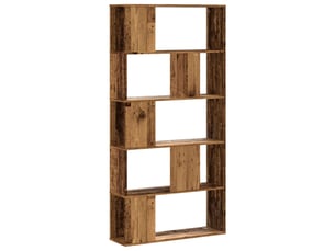 Bibliothèque 5 niveaux, meuble de rangement bureau vieux bois bois d'ingénierie