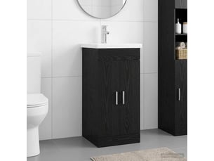 Meuble salle de bain avec évier, meuble de rangement chêne noir 42x40x84.5 cm shl2350