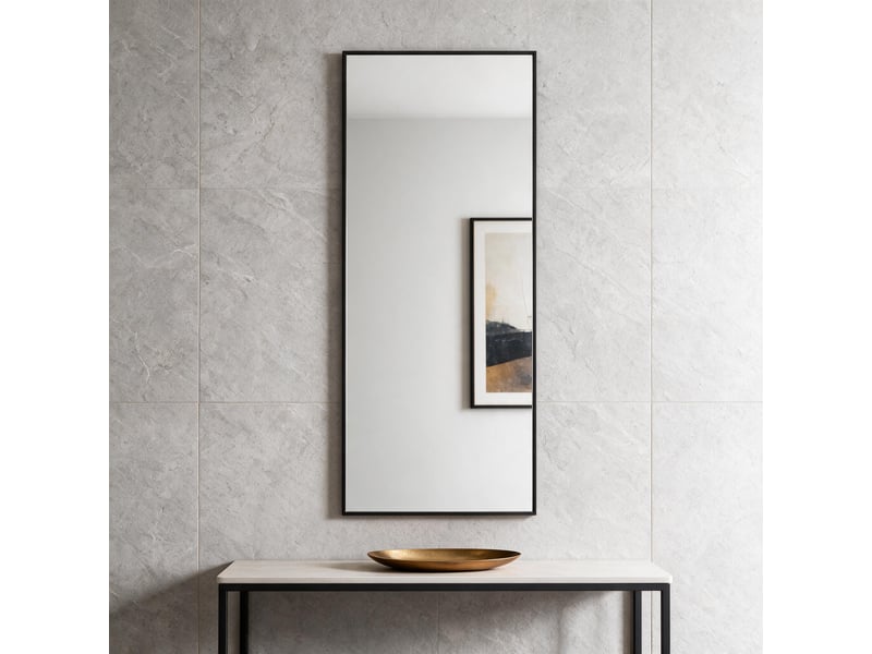 Miroir sur pied 150x40 cm, miroir pleine longueur,miroir mural moderne ,cadre en aluminium,verre trempé hd,rectangulaire,noir - Conforama D