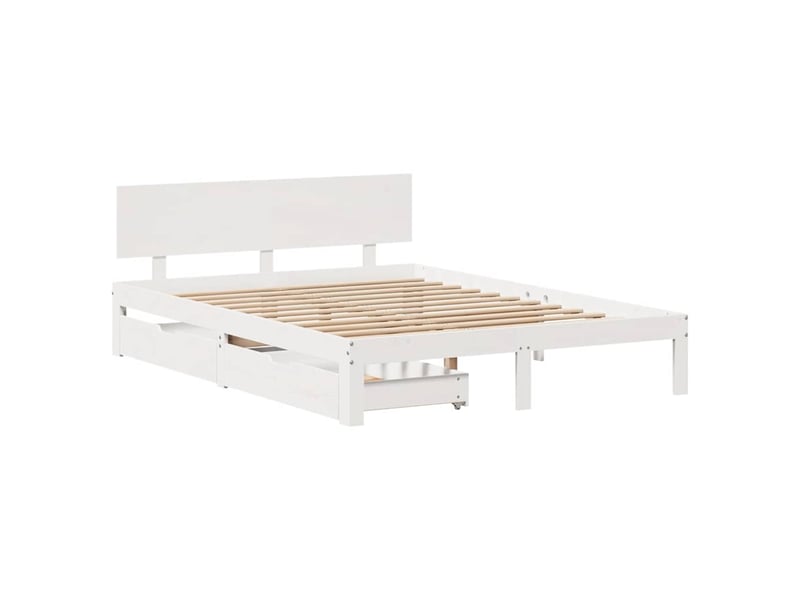  Lit double- lit adulte -  cadre de lit avec tiroirs sans matelas blanc 140x200 cm  - Conforama B
