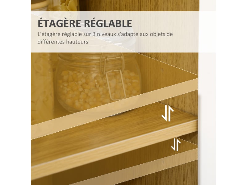  Meuble de rangement cuisine pour micro-ondes, 1 tiroir, 2 placards une étagère, bois et blanc, 90 x 40 x 98,5 cm  - Conforama E