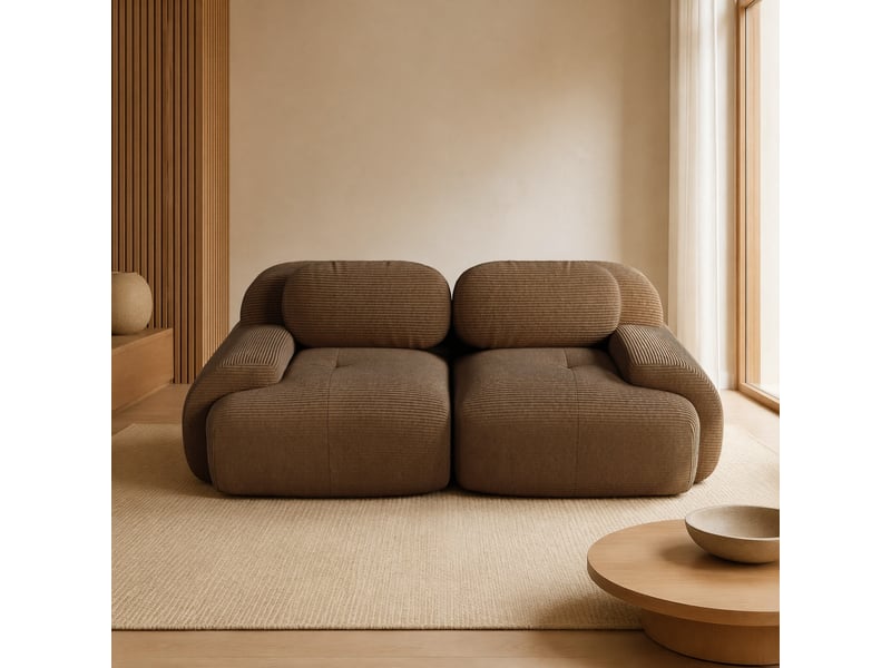  Canapé modulable modenvie 2 places sans cadre en velours côtelé marron 208 x 103 x 70 cm  - Conforama E