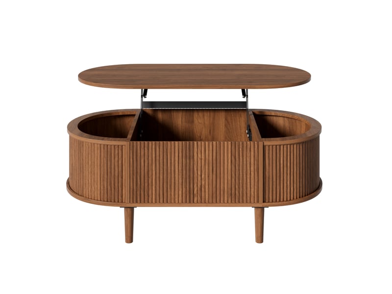  Table basse ovale relevable avec rangement, table salon effet ondulé, mdf noyer  - Conforama D