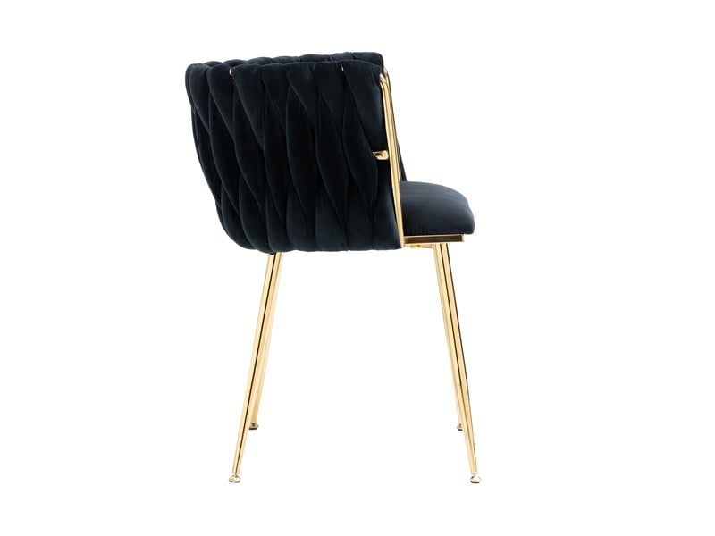  Lot de 2 chaises de salle à manger en velours, pieds métal doré, coussins moelleux  - Conforama D