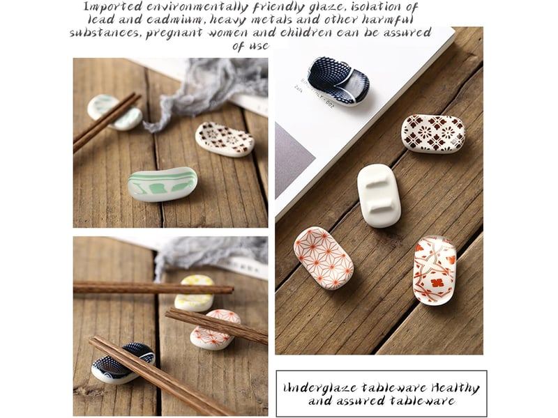  Baguettes en céramique support, porte-baguettes en céramique imprimé à la main repos cuillère fourchette style japonais porte-bague  - Conforama E