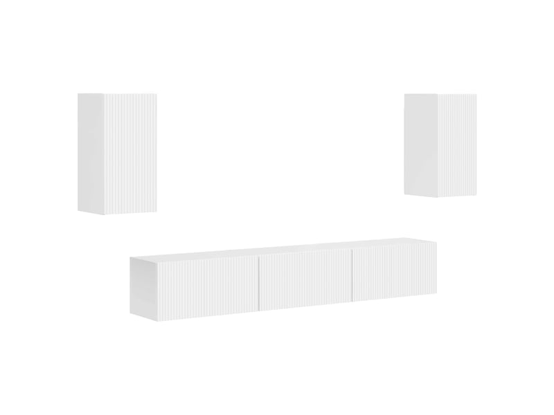  Ensemble meuble tv - banc tv - meuble de rangement 5 pcs blanc brillant bois d'ingénierie  - Conforama A