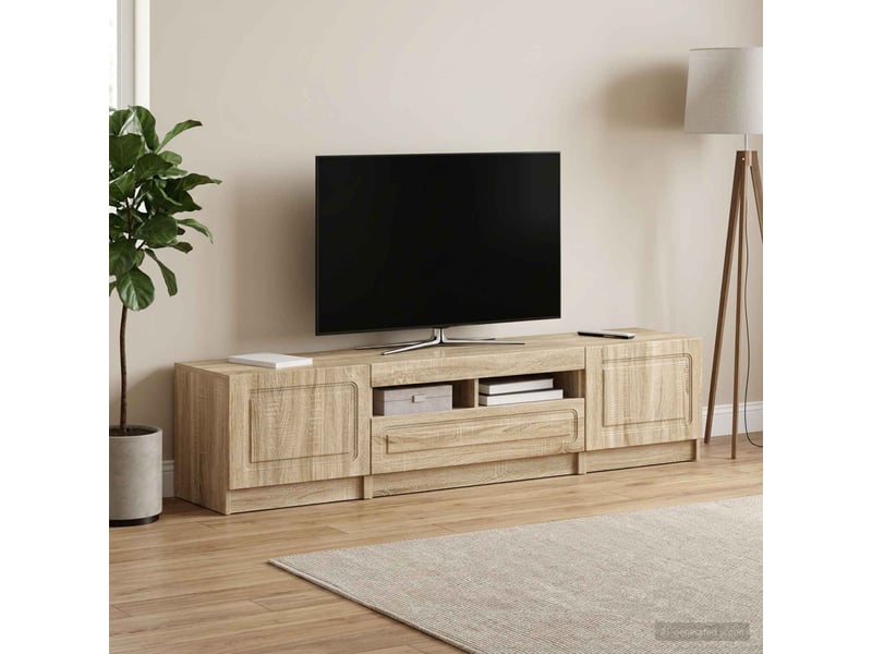  Meuble tv - banc tv - meuble de rangement led utrecht 3 pcs chêne sonoma bois d'ingénierie  - Conforama C