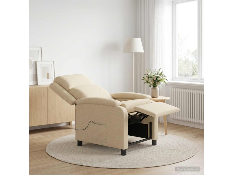  Vidaxl fauteuil de massage inclinable crème tissu  - Conforama B