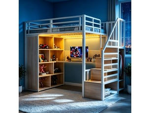 Lit mezzanine 90x200 cm <strong>HAUSS SPOLE</strong> <strong></strong> coloris blanc