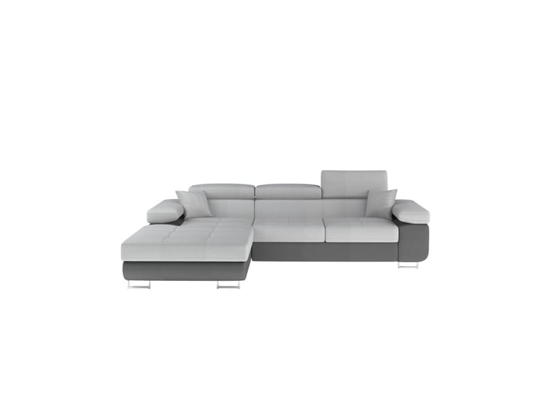 Canapé d'angle convertible amanda gris foncé et clair avec coffre effet chiné - Conforama A