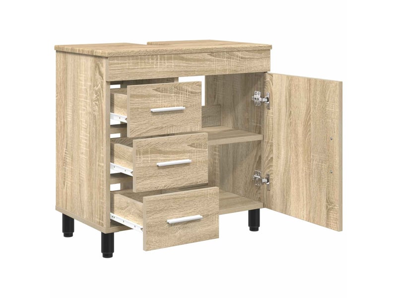 Unité de vanité de salle de bain, meuble de rangement chêne sonoma 60x35x60 cm shl5813 - Conforama D