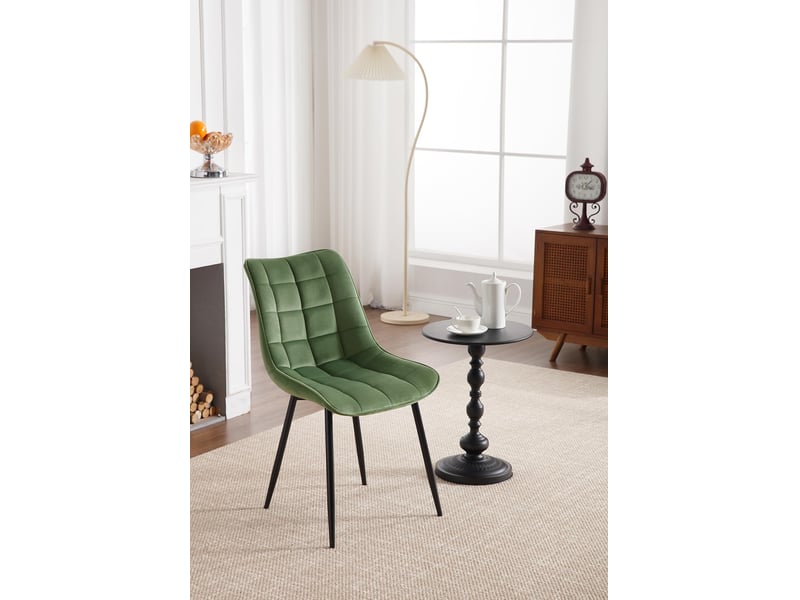  8 x chaises de salle à manger, chaise de cuisine, siège en velours, pieds en métal, vert  - Conforama C