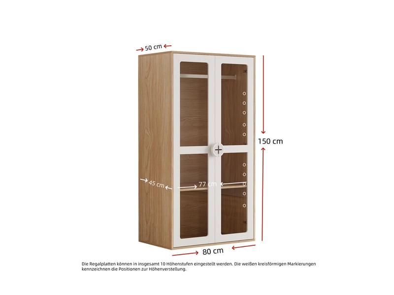  Armoire penderie 160x50x150 cm, dressing de chambre, lot de 2, portes de rangement, étagères réglables, mdf naturel et blanc CozyNest - Conforama C