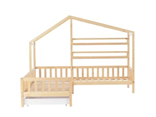 Lit cabane 90x200 cm DZMDIP coloris naturel
