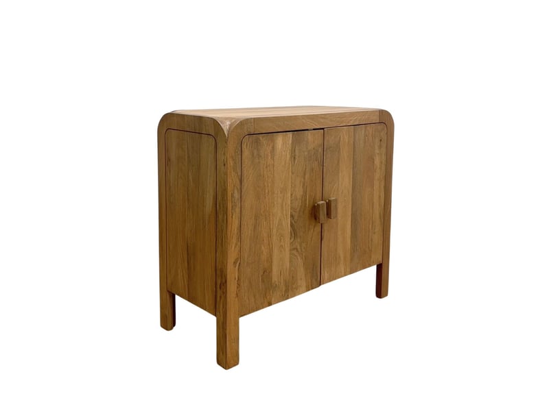  Buffet à 2 portes en bois de manguer masif naturel avec pieds en bois  - Conforama C
