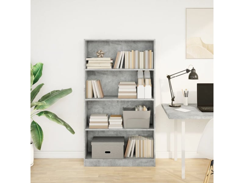  Bibliothèque, meuble de rangement salon gris béton 80x24x143 cm bois d'ingénierie  - Conforama C