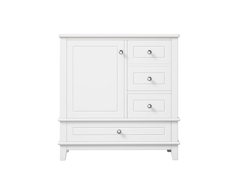  Meuble sous-vasque avec vasque céramique 1 porte 3 tiroirs blanc 81x47x86 cm  - Conforama A