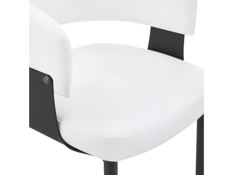  Chaises de salle à manger mid-century modern – lot de 2, fauteuils tonneau rétro en similicuir à dossier motif  - Conforama E