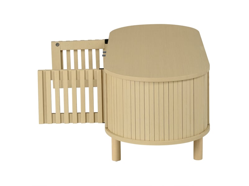Table basse ovale avec rangement 100x40x38 cm en mdf coloris bois clair - Conforama E