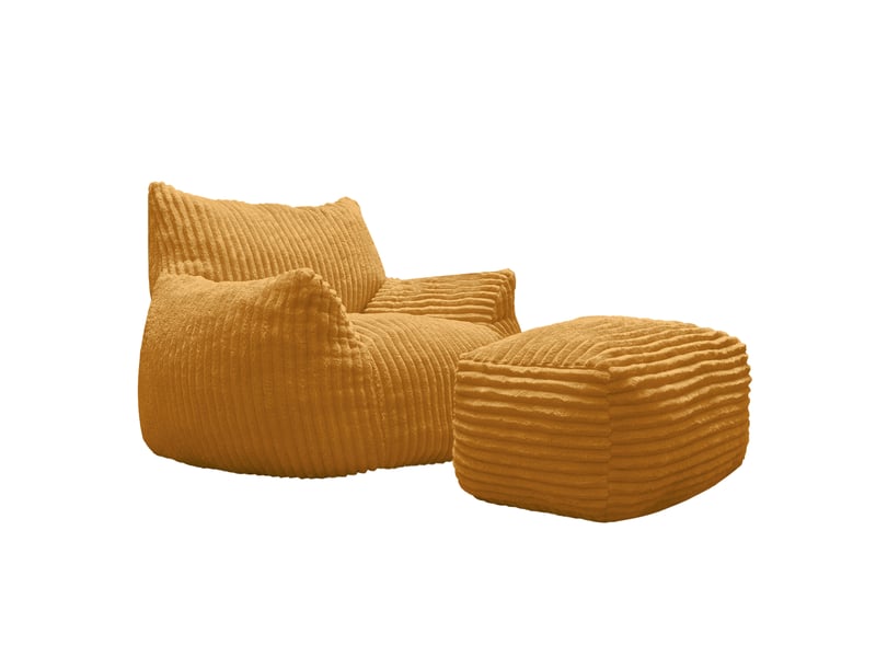  Fauteuil lounge,103x90x70 cm,1 place avec repose-pieds,flanelle,jaune  - Conforama A