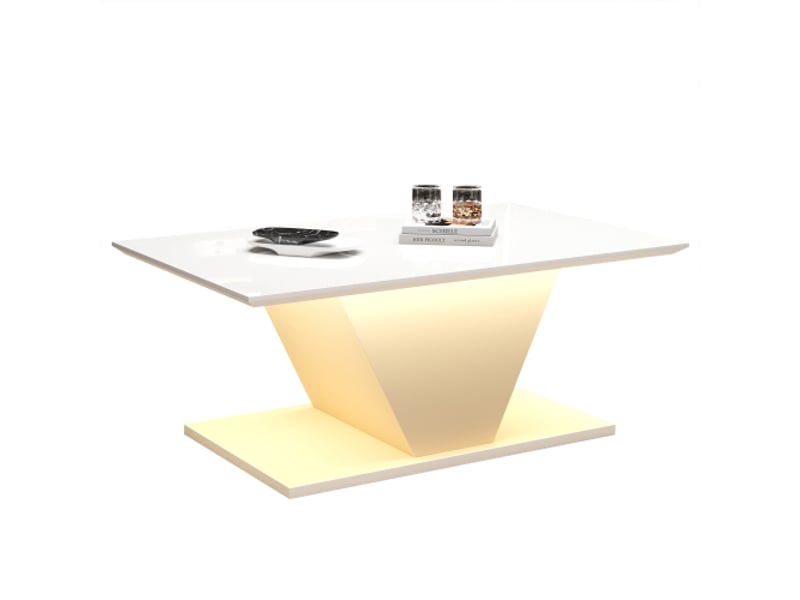  Table basse moderne 100×50×46cm forme spéciale | finition brillante et éclairage led intégré  - Conforama D