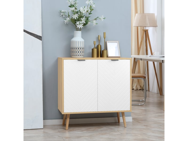  Meuble moderne multifonctionnel en panneaux de particules et bois de pin, avec trois étagères réglables, 77 x 35 x 77,5 cm  - Conforama C