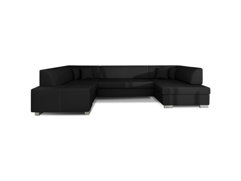Canapé panoramique en u noir convertible 6 places havane grand format familial - Conforama A