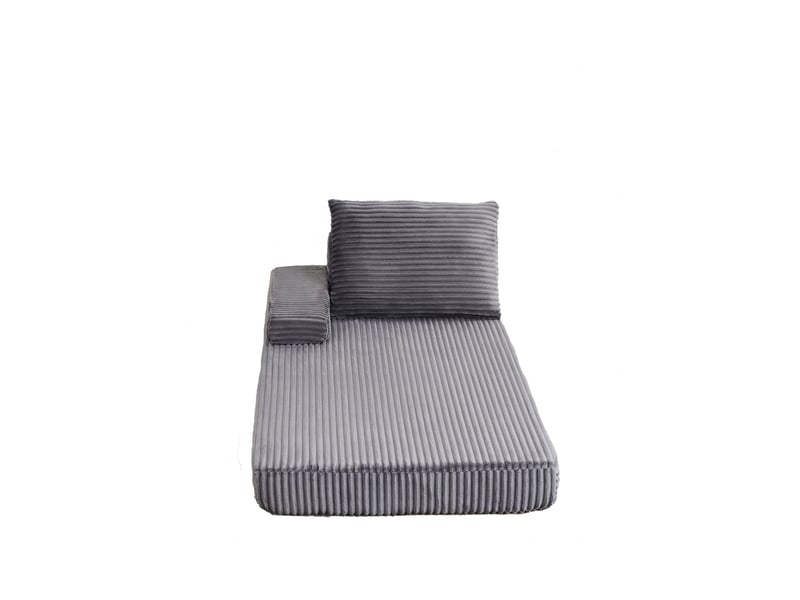 Canapé modulable velours côtelé 211 cm gris 1 place avec accoudoirs amovibles - Conforama A