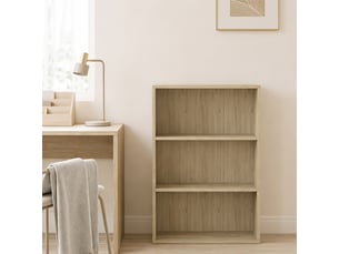 Bibliothèque étagère de rangement avec 3 compartiments et étagère réglable, 60 x 24 x 93 cm, bois naturel