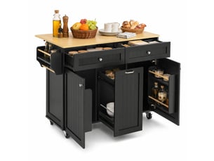 Îlot de cuisine,140x40x92 cm,extensible à roulettes,mdf,noir et naturel