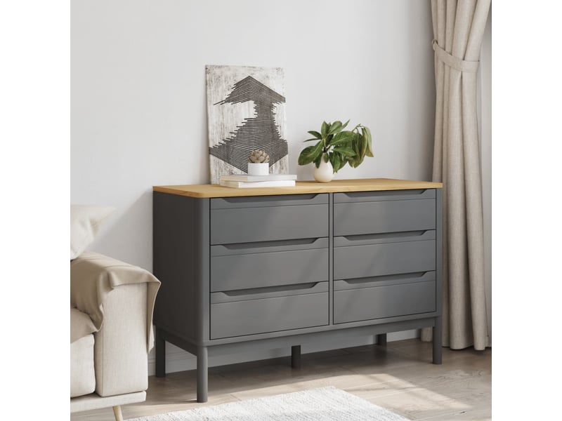  Commode chambre adulte, armoire à tiroirs floro gris bois de pin massif shl72839  - Conforama C