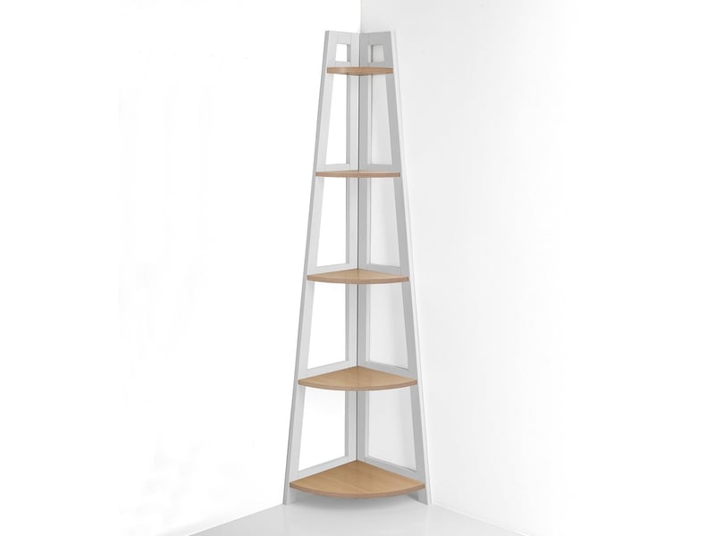 Bibliothèque d'angle design bois blanc chêne gain de place simy wood  - Conforama A