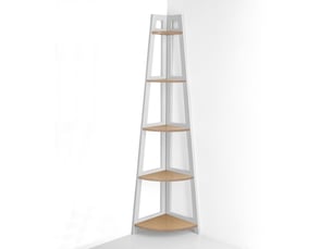 Bibliothèque d'angle design bois blanc chêne gain de place simy wood