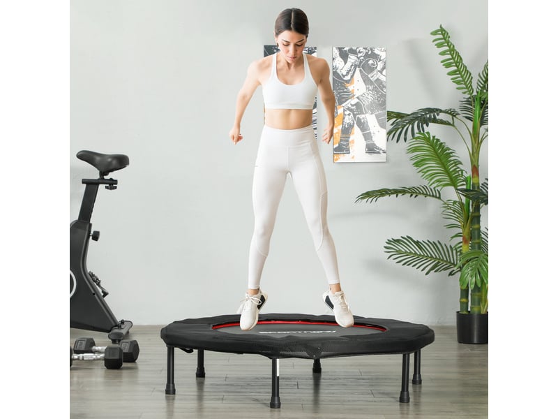 Trampoline de fitness, ø 102 cm, trampoline d'exercice, pieds antidérapants, cadre en acier, capacité de 100 kg, rouge - Conforama B