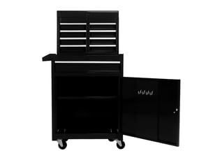 Armoire à outils en métal - 5 tiroirs - roulettes - étagères amovibles - noir - capacité totale 100 kg