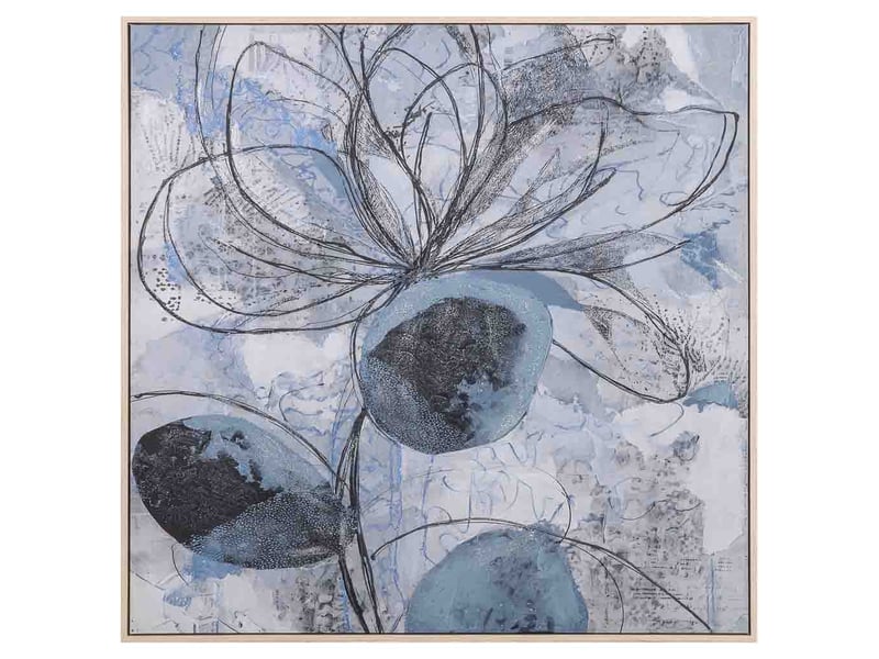  Tableau peint à la main avec cadre en bois bleu marine 103x4x103h cm  - Conforama B