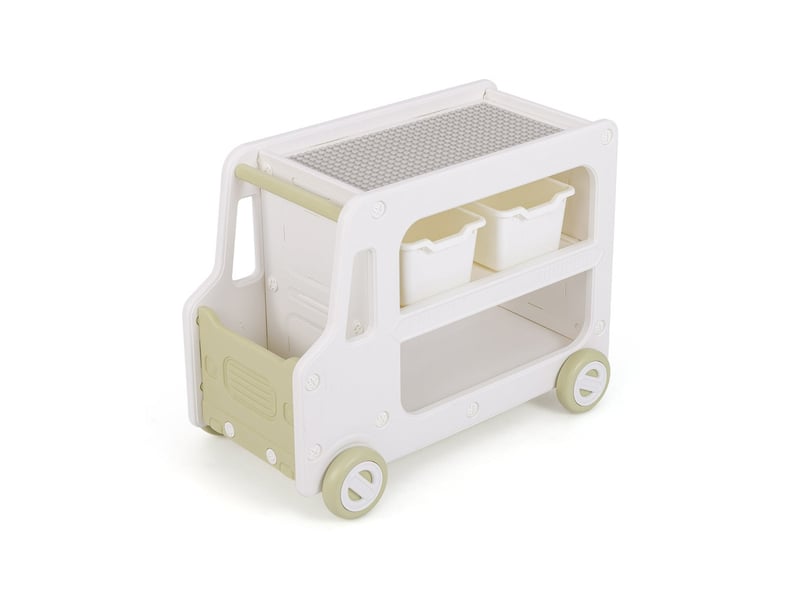  Organisateur de rangement 2 niveaux 73 x 42 x 56 cm multifonctionnel ludique style moderne en hdpe vert 20_0017994  - Conforama A