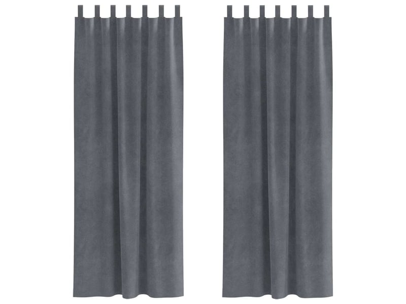 Lot de 2 rideaux, rideaux de fenêtre gris clair 140 x 245 cm velours cf44049 - Conforama A