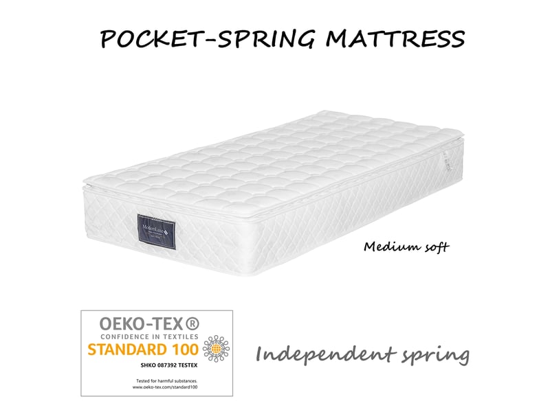  Matelas à ressorts ensachés 160x200 cm,fermeté h3,7 zones de confort,mousse froide,certifié oeko-tex,25 cm,livré roulé,blanc  - Conforama D