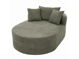 Fauteuil relax ovale à assise profonde avec coussin, sans montage, en velours côtelé vert, 170 × 112,5 × 83 cm