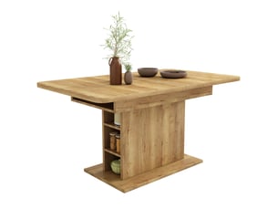 Table à manger extensible 110130 x 70 x 75 cm avec rangement ouvert, rectangulaire pour 4 à 6 personnes, naturel
