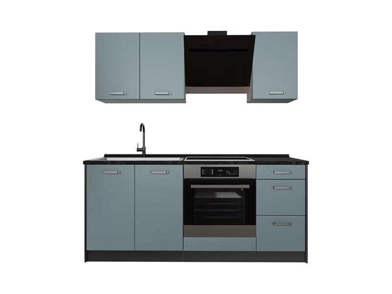  Vicco cuisine, bleu-grisanthracite, 180cm plan de travail anthracite  - Conforama A