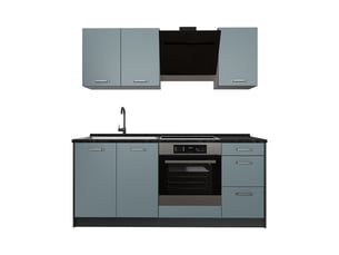 Vicco cuisine, bleu-grisanthracite, 180cm plan de travail anthracite
